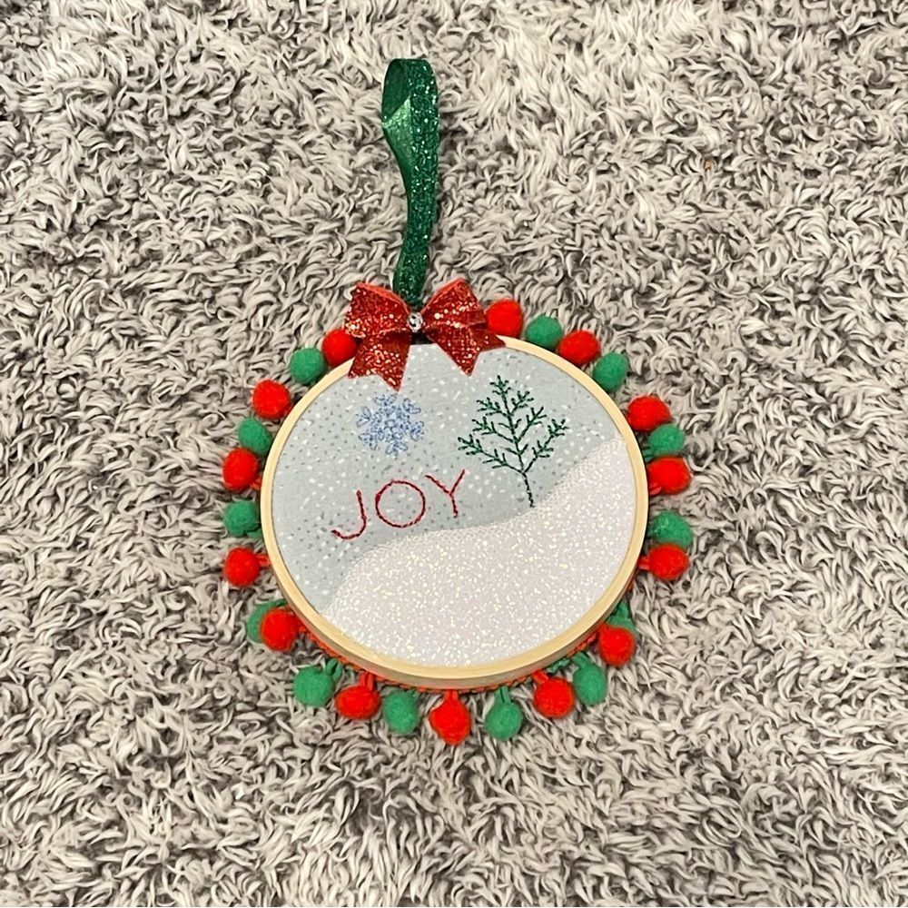 Hand Crafted Artisan Embroidered Christmas Ornament Gift